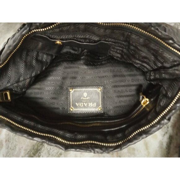 Prada Black Nappa Leather Bow Antique Clutch Bag 100% AUTHENTIC PRE-OWNED! - Picture 12 of 16